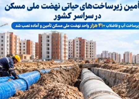 زیرساخت آب و فاضلاب ۴۱۰ هزار واحد نهضت ملی مسکن تأمین و آماده نصب شد